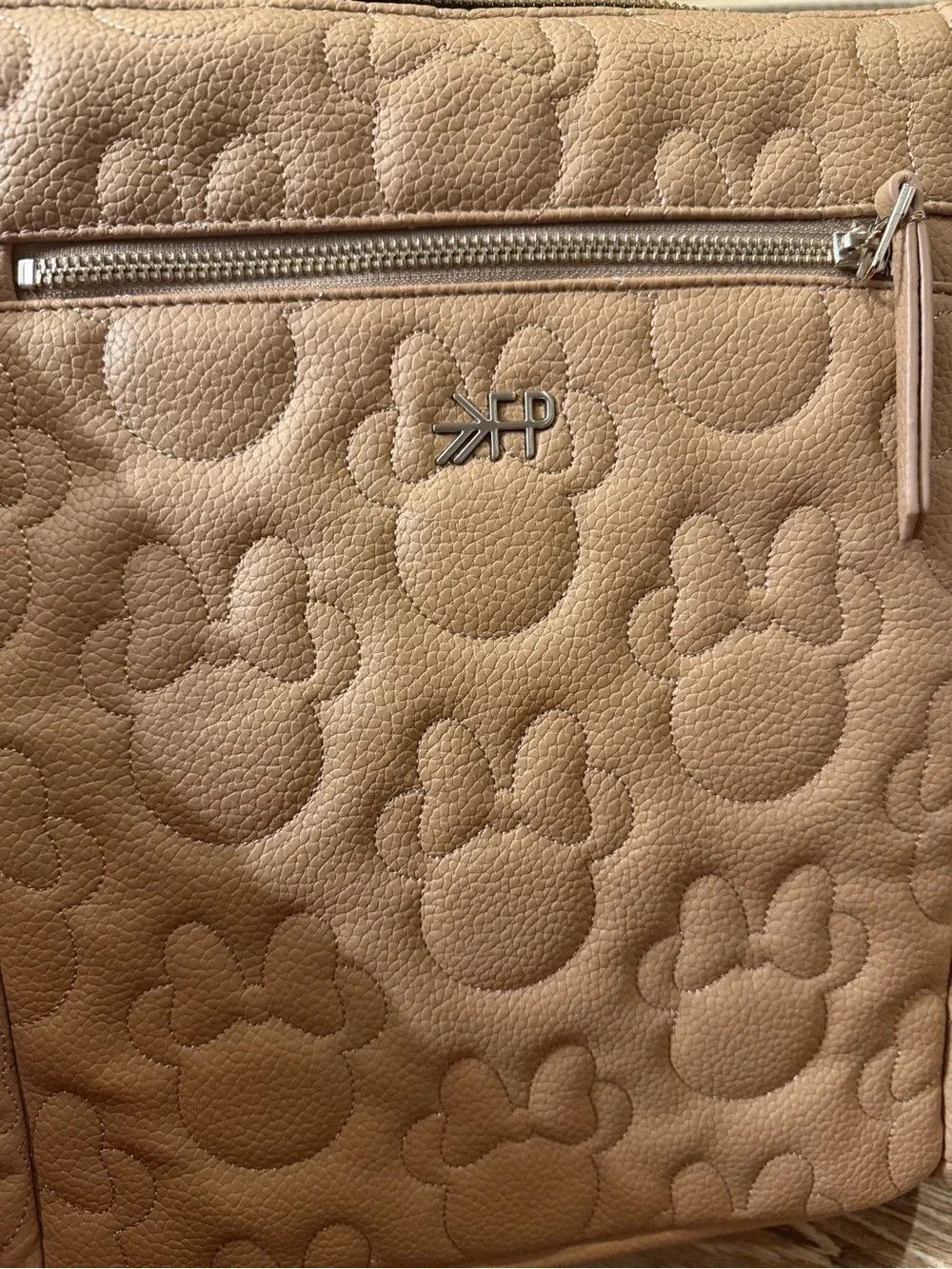 Disney Baby Quilted Tan Mickey Paw Convertible Diaper Backpack Tote